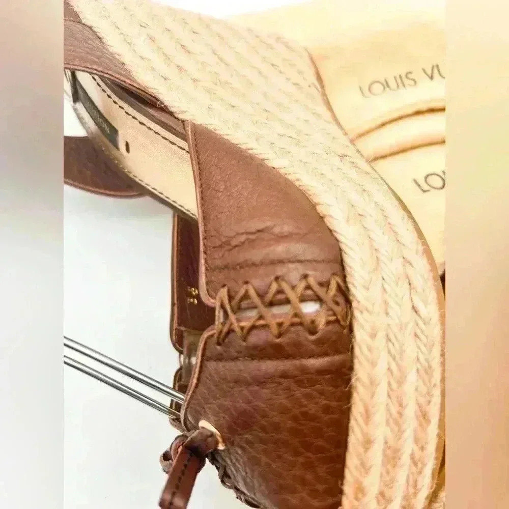 Louis Vuitton Manyara Women’s Size 36 Brown Leather Wedge Espadrille Sandals - Picture 12 of 15